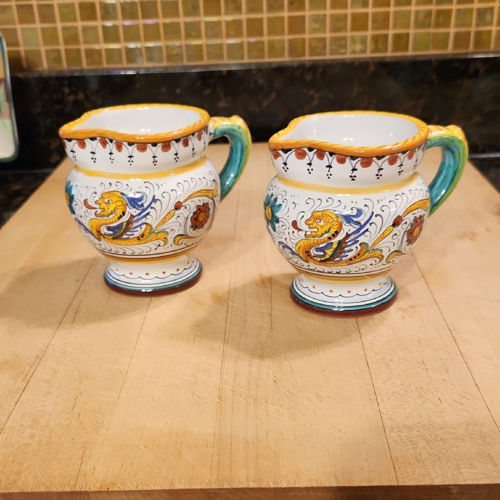 Small Italian Ceramic Pitchers with Dragon Design - Picture 1 of 3